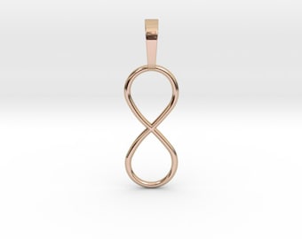 Infinity Necklace Pendant | Small Infinity Symbol Charm | 3D Printed Womens & Mens Jewelry | Rose Gold | Gold | Silver | Bronze