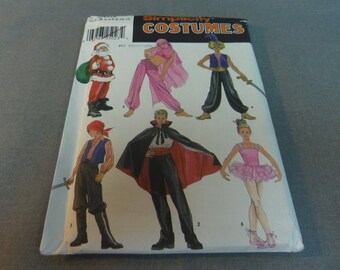 Girls and Boys Santa, Genie, Aladdin, Pirate, Vampire, Ballerina Costumes, Size 2 - 4, 6 - 8, 10 - 12, Uncut, Simplicity 9803, 2001