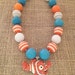 Chunky Bubblegum Finding Nemo Clown Fish Necklace with Crystal Pendant ~ Toddler Photo Prop