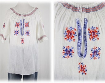 Vintage Greek Peasant Blouse Large
