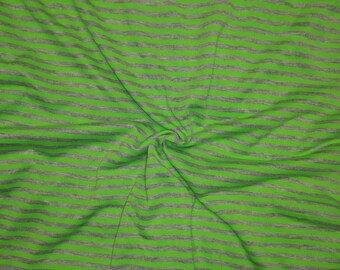 Neon Green & Grey 1/4" Striped Jersey Knit