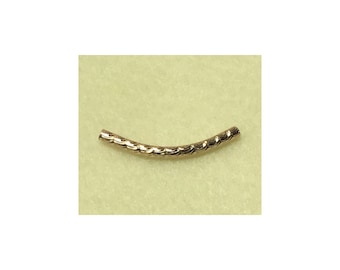 Rose Gold Tone Textured Curved Tube Bead 3x35 mm - 1 bead