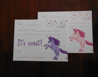 Unicorn Fill in the Blank Thank You Stationery