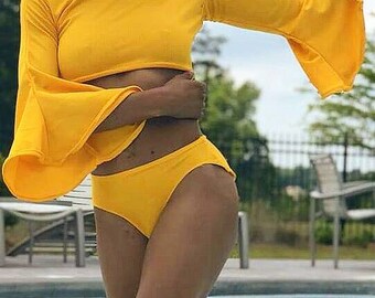 Yellow (Mustard) Bell Bottom Bathing Suit