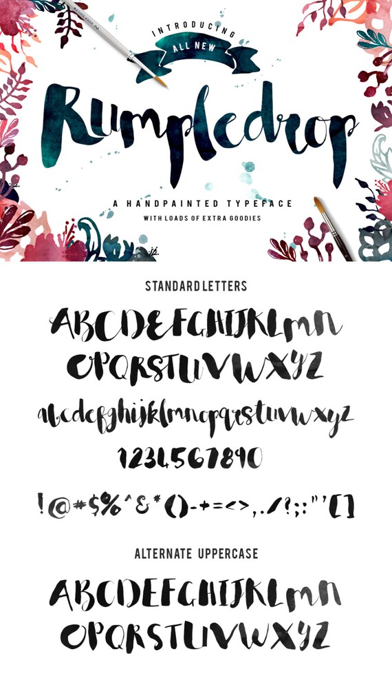 Calligraphy Font, Modern Calligraphy, Watercolor, Digital Fonts, Wedding Font, Invitation Font, Script Font, Digital Download, Rumpledrop
