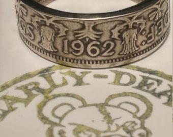 Two shilling coin ring, unique design.
