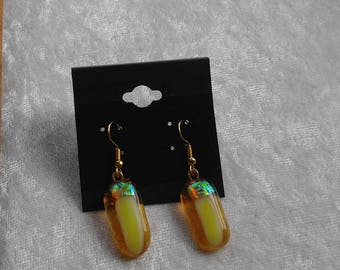 Yellow Dichroic Earrings-Yellow Earrings-Yellow Jewelry-Dichroic Earrings