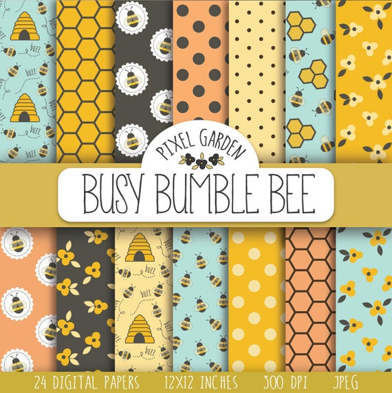 Download Bee Digital Paper. Honeycomb Scrapbook Paper. Bumble Bee