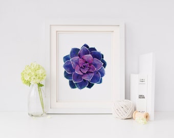 Succulent Watercolor, Succulent Printable Flower, Nature Print, Botanical Print, Modern Nature Poster, Botanical Posters, Southwestern Art