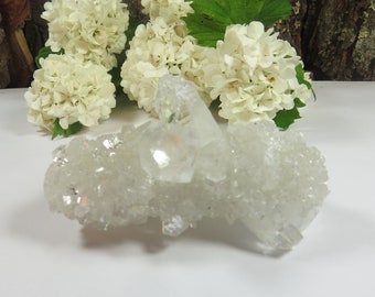 Apophyllite Cluster, Apophyllite Gemstone Mineral, Raw Crystal Cluster, Clear Apophyllite, Raw Specimen, Witchy Gift Idea, Meditation, 100g