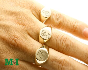 Signet Rings,14K Solid Gold Signet Ring,Initial Signet ring,Letter Signet Ring,10K Gold Signet Ring,Gold Signet Ring, Letter Gold Ring