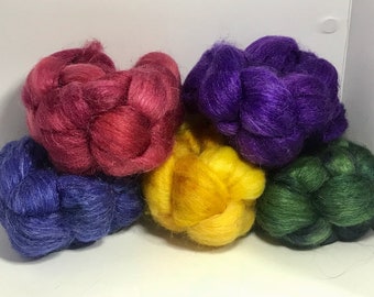 Spinning Fiber Merino SW/Bombyx/Mohair 70/15/15 - 5oz - Hippie Rainbow