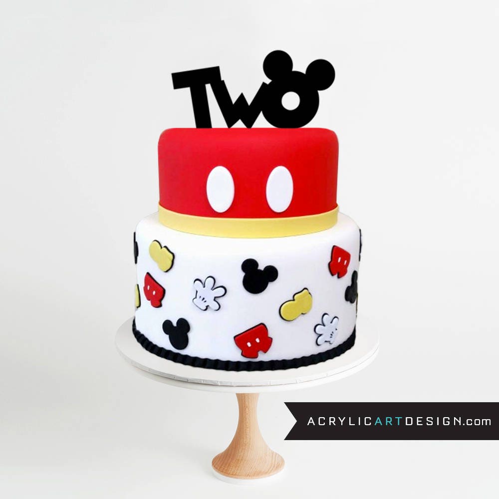 Mickey Mouse Cake Topper Two Second Birthday Mickey Ears