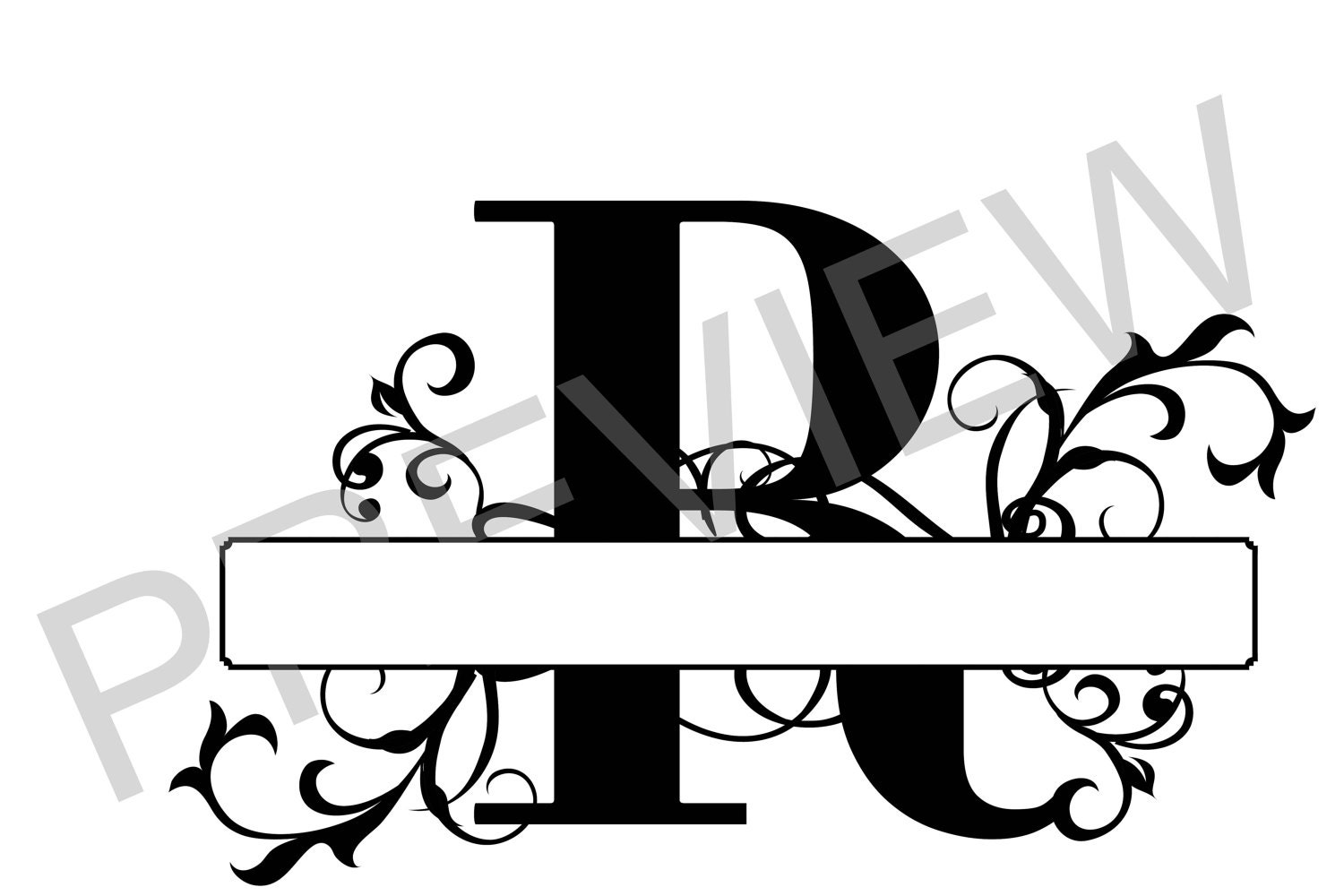 Split Monogram SVG Letter R Regal Split Alphabet Vector