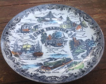 Vintage ceramic hand painted souvenir plate- San Francisco
