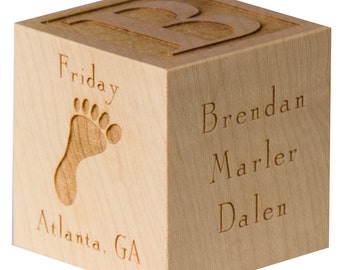Custom Baby Boy Cube Custom New Baby Boy Gift Custom Newborn Baby Boy Gift Personalized Baby Gift Custom Wooden Baby Cube Twin Gift