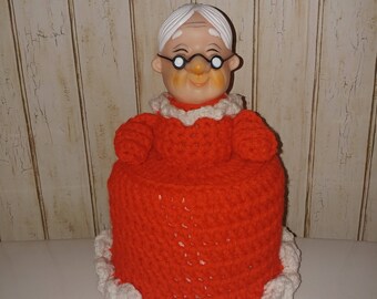 Mrs. Claus Crochet Toilet Paper Cover