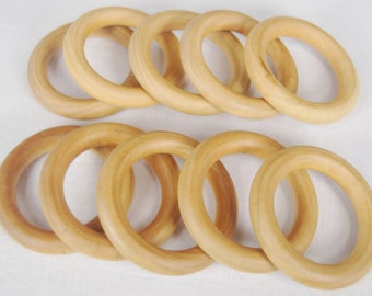 10 Organic Finished Wooden Teething Rings (Set of 10) - Coated With Beeswax/Olive Oil- Maple Wood (3 Inch Rings)