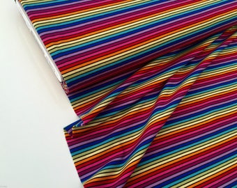 MULTI STRIPE Rainbow Viscose Elastane Spandex Lycra 4 Stretch Fabric 155cm wide