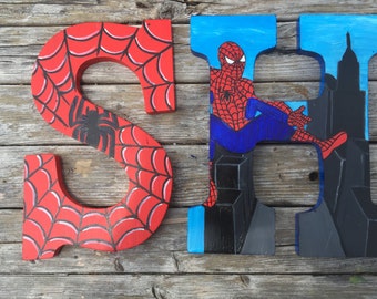 spiderman letters etsy