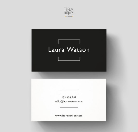 minimalistic business card premade design black white name card design