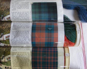 Vintage Scottish Scotland Highlands Clan Dress Stewart MacKay MacPherson MacDonald Tartan Needlepoint Tartanpoint Pillow Kit Upholstery