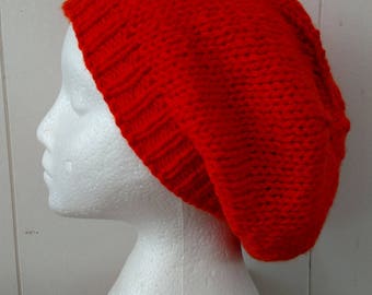 Orange Slouch Knitted Hat or Beret