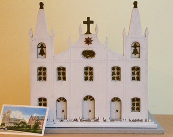 Vintage Large Wooden Church Replica Building, Vintage Wooden Church, Vintage Church Store Display