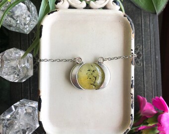 Green Prehnite Moon necklace