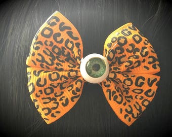 Orange leopard print bow
