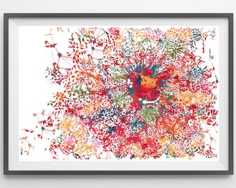 Embryonic stem cells differentiating into neurons watercolor print Neurology poster neural differentiation of embryonic stem cells ES print