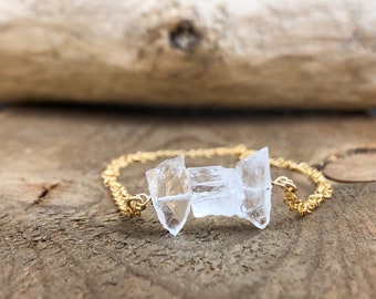 April Birthstone Bracelet - Raw Crystal Quartz Bracelet - Raw Crystal Bracelet - Healing Crystal Bracelet - Gift for Her