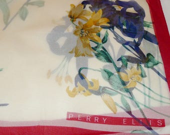 Lovely vintage Perry Ellis floral design scarf - 68" x 16"