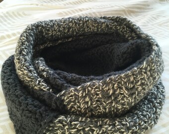 Handmade Crochet Infinity scarf gray