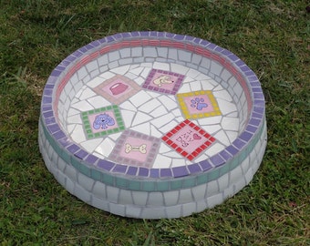 Mosaic dog water bowl hand made