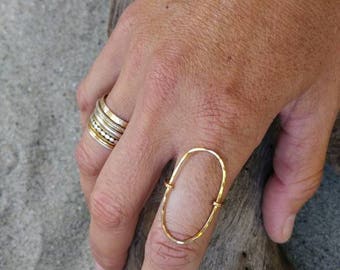 Large Oval Ring, Gold Ring, Hammered, Simple, Statement Ring, Gold Fill, Circle