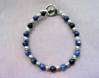 Men's blue Sodalite and pewter bracelet