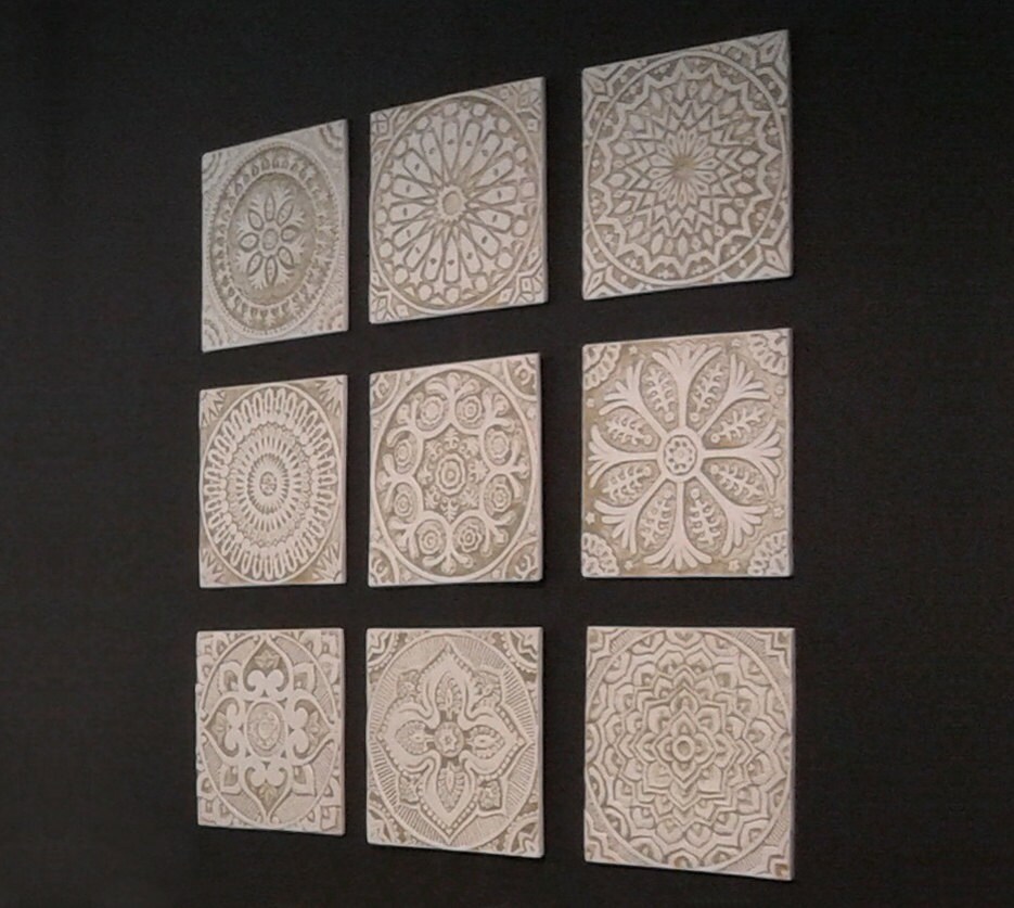 9 tiles Outdoor wall art tiles with ethnic designs garden