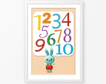 Kids poster,counting one to ten poster,nursery poster,children wall art,kids room decor,neutral gender,nursery decor,baby poster,numbers