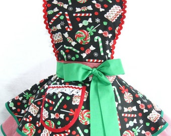 Santa Helper Lollipop and Candy Cane Christmas Apron