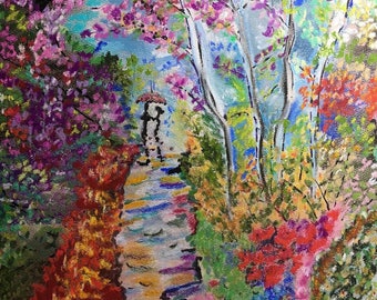 Giclee Print From Original Pastel-Walk In The Rain-Neo Impressionism-Abstract Landscape