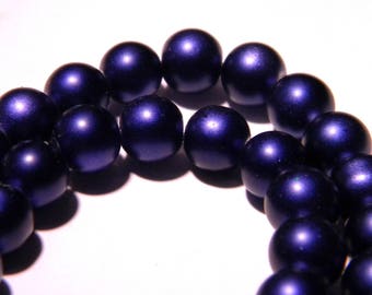 glossy glass Pearl - 8 mm purple heart - PG81 10 beads