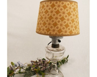 Vintage Lamp Glass Hurricane Wired with Shade