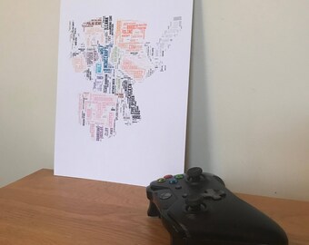 Minecraft, Typography Word Art A4 Print