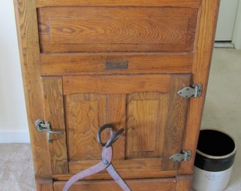 Vintage 1920s Oak Ice Box Refrigerator Storage