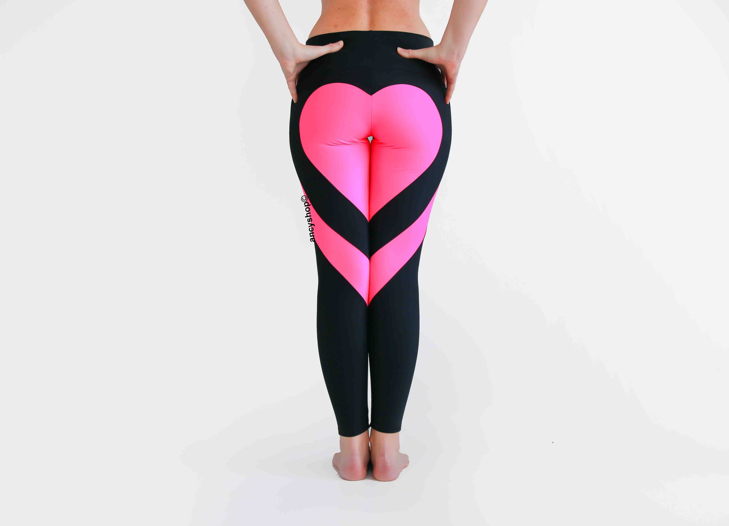 Heart Leggings Black Leggings Heart Booty Pants Black Yoga