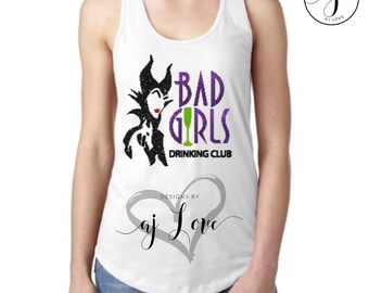 Bad Girls Drinking Club//Maleficent//Sleeping Beauty//Tank top//racerback//Glitter Vinyl