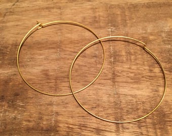 Gold Hoop Earrings, Large Hoop Earrings, Thin Wire Earrings, Thin Hoops, Delicate Hoops, Minimalist Hoops, 2" Hoops, Lightweight Hoops