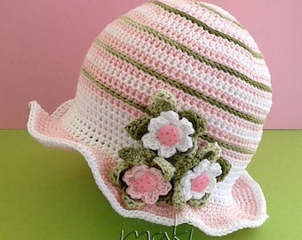 Crochet pattern - Baby girl crochet hat! Baby hat crochet pattern. Permission to sell finished items. Pattern No. 134