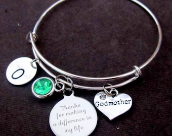 Godmother Bracelet, Godmother Gift, Thank you for making a difference in my Life,Godmother Jewelry, Gift for Godmother, Free Shipping In USA